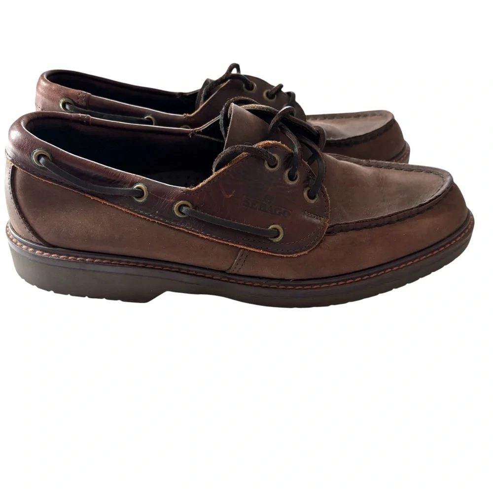 Sebago Portland Waxed Dark Brown Leather Boat Shoes SZ 9 Worn 1X Indoors